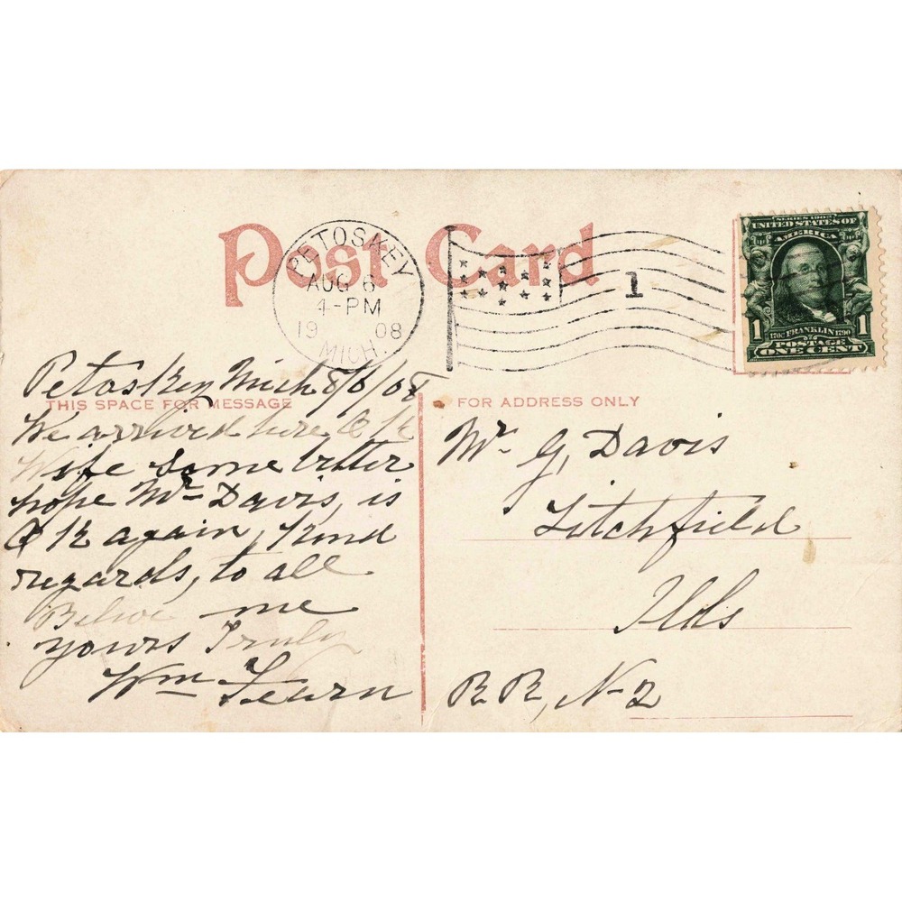Vintage 1908 Pere Marquette Summer House Postcard Petoskey Michigan VG- - Picture 2 of 2